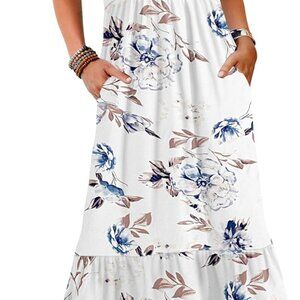 Womens Summer Dresses 2025 Sleeveless Maxi Dress Crewneck Casual Flowy Tiered Su